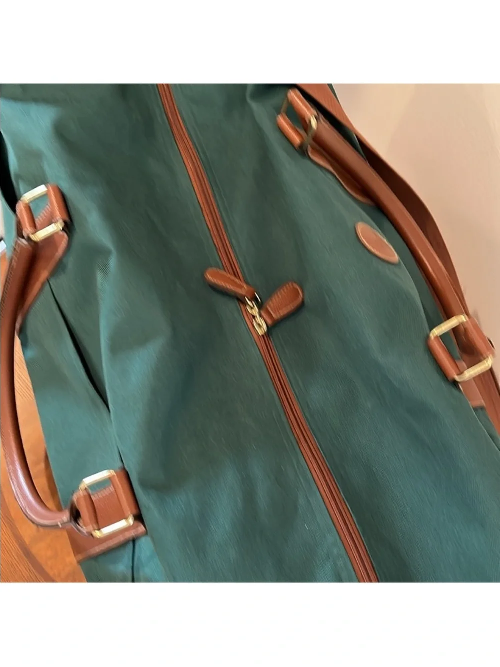 VTG Ralph Lauren Polo Green Duffle Weekender Travel Bag w/Shoulder Strap Pockets